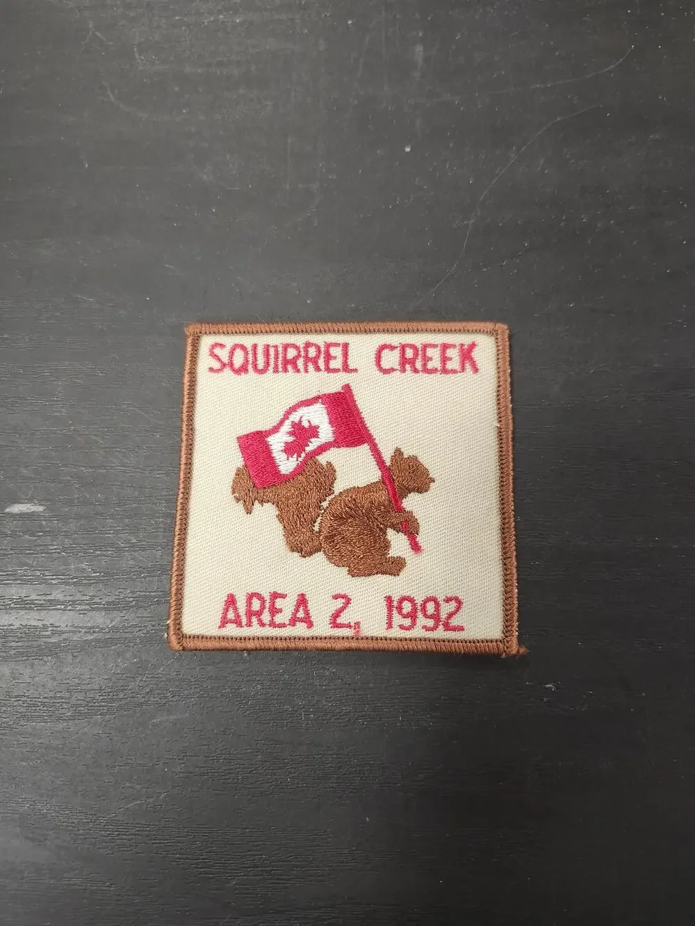 1992 Squirrel Creek Area 2 Scout Patch Canada Maple Leaf Flag Vintage Retro